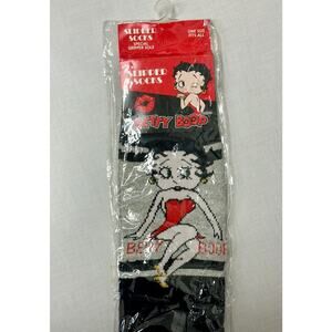 Betty Boop Slipper Soaks Black Red Silver one size NOS 2004